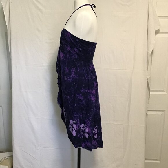 NaPua Honolulu Collection Purple Floral Halter Tie Dress Size M - Picture 6 of 11
